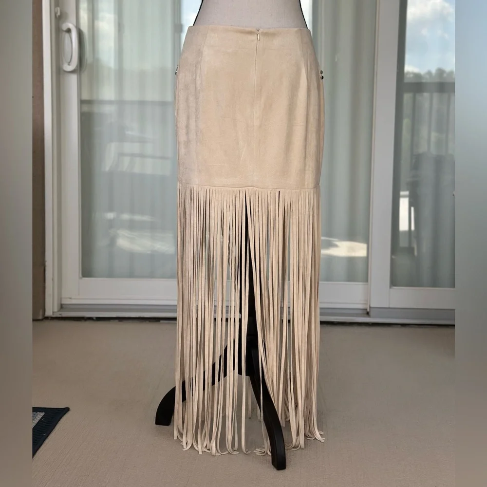 Vocal Cream Fringe Studded Skirt - Picture 7 of 12